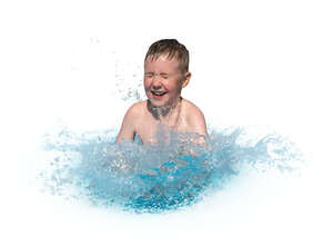 little boy playing in the water