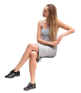 woman sitting and smiling