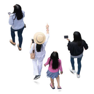 group of women walking seen from above