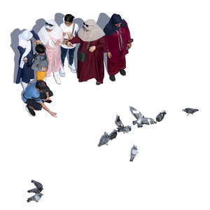group of muslim women standing and seen from above