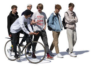 group of teenage boys walking