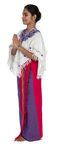cut out sri lankan woman in an ethnic dress standing