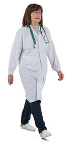 cut out female doctor walking