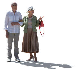 cut out elderly backlit couple standing