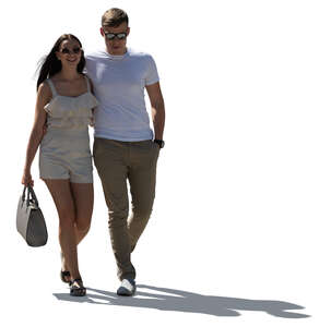 cut out backlit couple walking happily