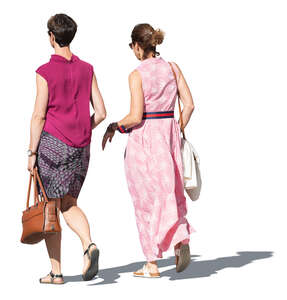 two cut out women walking on a summer day