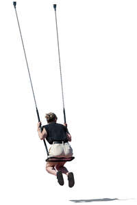 cut out young woman swinging