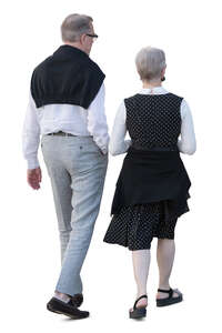 cut out elderly couple walking together