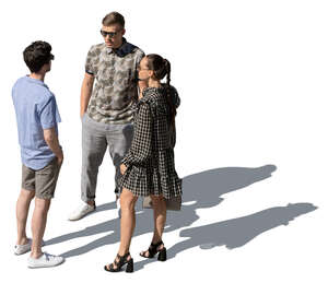 cut out group of three people standing seen from above