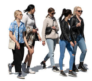 cut out group of teenage girls walking