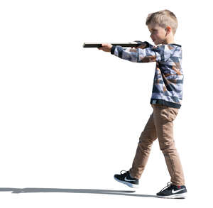 cut out little boy playing with a toy gun