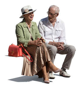 cut out elderly man and woman sitting and talking