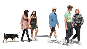 cut out group of young people walking