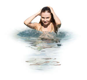 cut out woman standing in the pool in the water