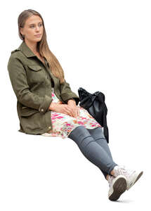 cut out woman sitting on a bench