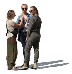 cut out group of three women standing and talking