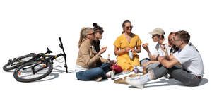 cut out group of young people having a picnic