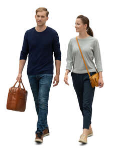 cut out man and woman walking side by side and talking