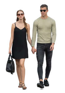 cut out man and woman walking hand in hand