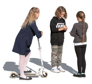 three cut out kids standing and playing