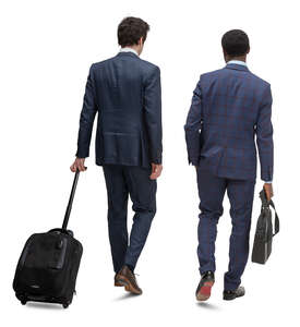 two cut out businessmen travelling