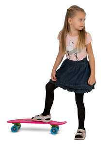 cut out little girl with a skateboard standing