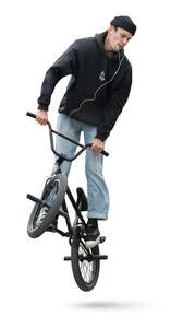 cut out young man riding a bmx bike