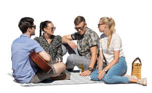cut out group of friends having a picnic in the park