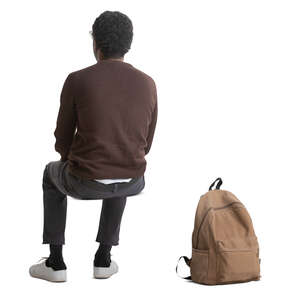 cut out man sitting seen from back angle