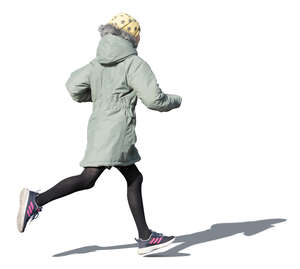 cut out girl running outside in autum