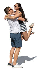 cut out couple hugging happily