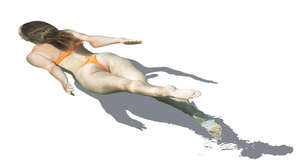 cut out woman swimming under water