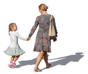 mother and daughter walking hand in hand