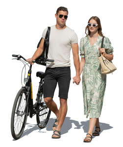 cut out couple walking hand in hand in summer