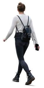 cut out woman walking in ambient light