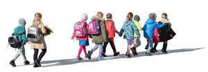 cut out group of kindergarten children walking