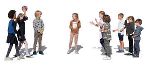 cut out group of kids playing a ball game