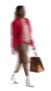 cut out motion blur image of a woman walking