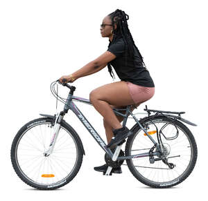 cut out woman riding a mountain bike