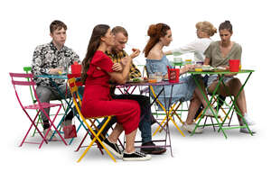 cut out group of people sitting in a cafe