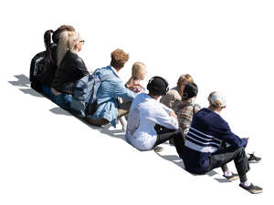 cut out group of youngsters sitting on the stairs