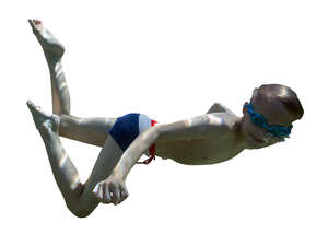 cut out boy swimming under water