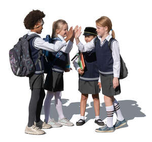 cut out group of schoolgirls playing