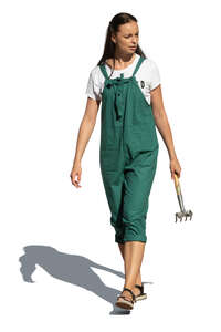 cut out female gardener walking