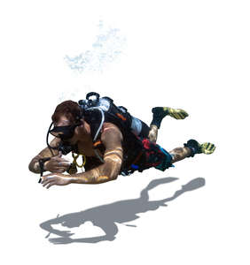 cut out diver swimming underwater