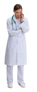 cut out medical worker standing and talking on a phone