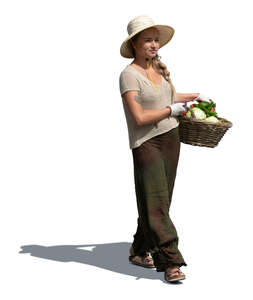 cut out woman carrying a vegetable basket