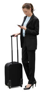 cut out businesswoman with a suitcase standing