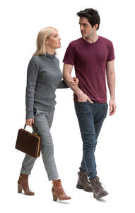 cut out man and woman walking arm in arm