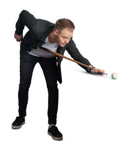 cut out man playing billiards